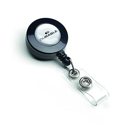 Durable Badge ID Card Holder, Open Face & Badge Reel, 3.75"x2.75", 10 Pack