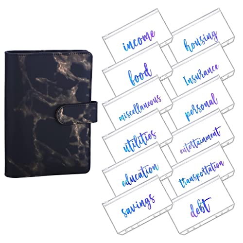 QERTYHKK A6 Rainbow Soft PVC Notebook Cover Planner Budget Binder Organizer with 12 Categories Zipper Envelopes for Bill