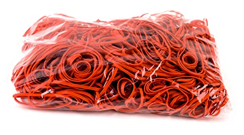 Rubber Bands RED Size #32 (3 x 1/8 inches) 7000pcs (1 Pound per Box) - Rubber Bands for Office, Commercial, Store, Home, Kitchen, Industrial, Money, Electrical Use by EcoQuality