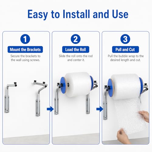 AMQYDT Bubble Foam Wrap Roll Dispenser, Wall Mount Bubble Cushioning Holder. Easy to Install, Made of Thickened Industrial Cold-Rolled Steel for Packing Moving Shipping Protection Factory Express
