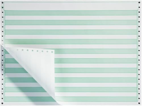 BIZTEK Continuous Computer Paper, 14 7/8 x 8 1/2, 1-Part, 92 Bright, 20 lb, 1/2" Green Bar | 2,700 Sheet Carton
