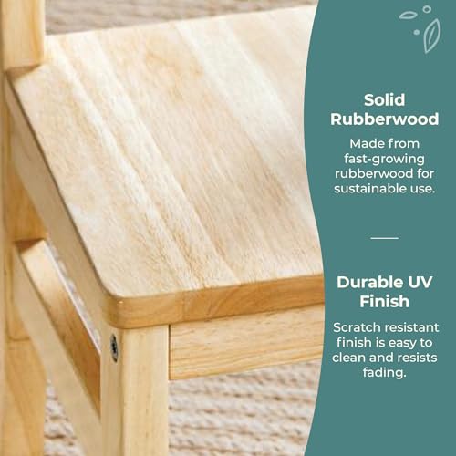 Guidecraft EdQ Hardwood Kids Chair Set of 2-Natural: Ladderback Wooden Chair for Children Ages 2-3 with 10" Seat Height | Kids Furniture for Playroom, Daycare, Preschool and Classroom Seating