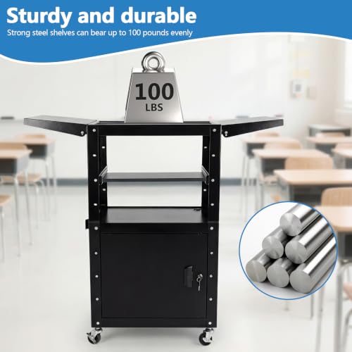 Generic Rolling AV Carts Cabinet with Locking Cabinet and Keyboard Tray 3D