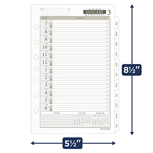 AT-A-GLANCE 2024 Daily Planner One Page Per Day Refill, 5-1/2" x 8-1/2", Desk Size, Loose-Leaf (481-125-24)