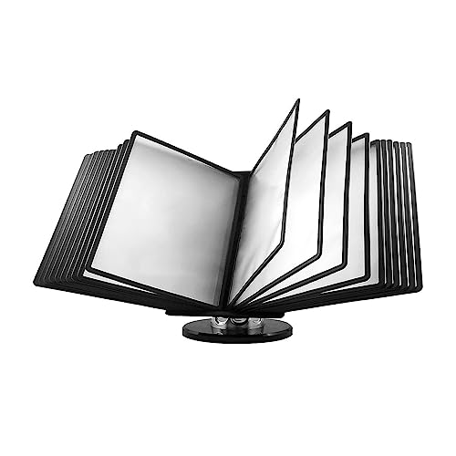 NUHSLF Desk Reference Organizer - Adjustable Desk Flip File Holder, 20 Display Pockets, 40 Sheet Capacity, Wall Mount Reference Organizer, for Office Display and Storage A4 Docu