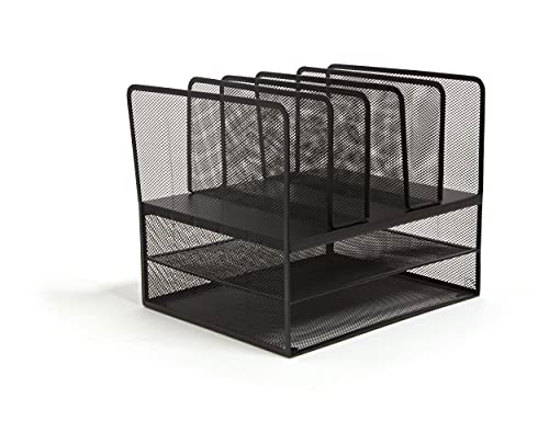 TRU RED Wire Mesh File Organizer, 7-Compartment, Matte Black