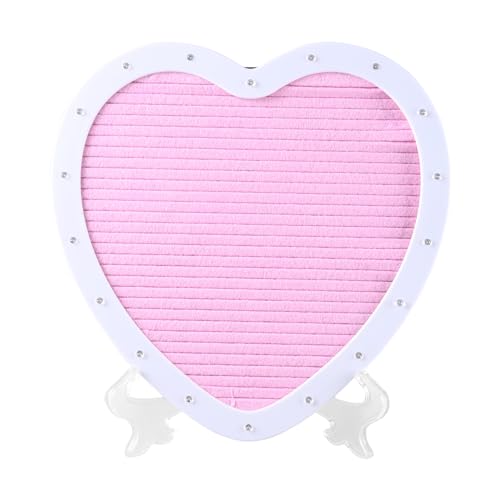 MAJIAOFANG Heart Shaped Felt Letter Board with Changeable Letters LED Lighted Message Board Sign Valentines Day Birthday Party Heart Shaped Letter Board