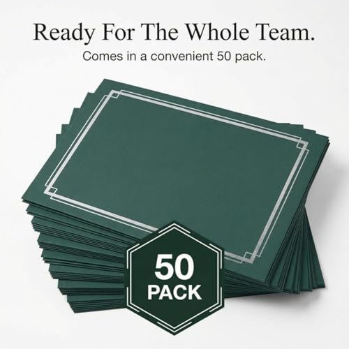 PaperDirect Green Elegance Certificate Jackets, 9.5 x 12, Silver Double Foil Border, Diplomas, Employee Recognition, Volunteer Appreciation, Award Ceremonies, Birthdays, Graduation, Pack of 50