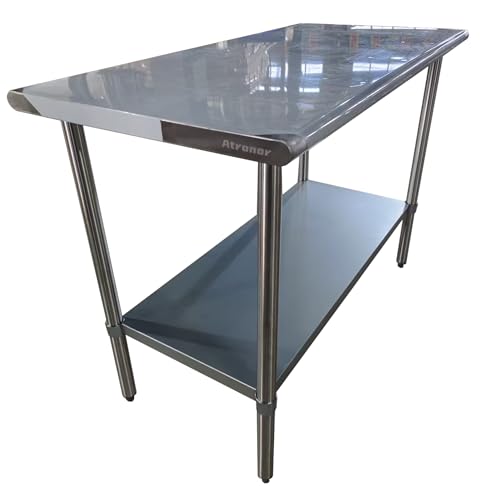 Stainless Steel Table for Prep & Work, 24x70 Inches, Metal Commercial Heavy Duty Table with Adjustable Under Shelf for Restaurant, Home and Hotel