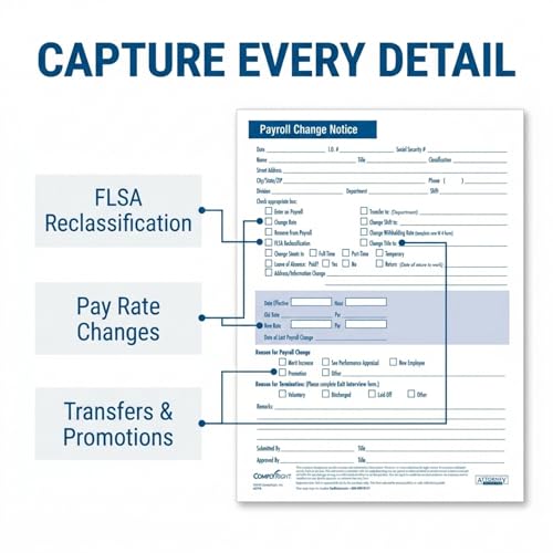 ComplyRight Payroll Change Notice, 3-Part | 8-1/2” x 11” | HR & Employee Management | 50 Pack