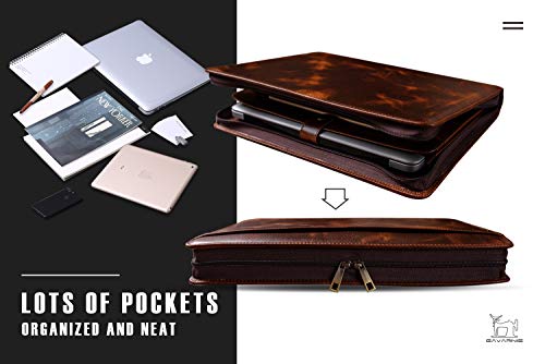 Gavarnie Personalized Leather Portfolio Padfolio for Men, Engraved Gifts for Father's Day for Husband from Wife, Customized Leather Gifts Present for Son/Dad, for Birthday, Oil Wax