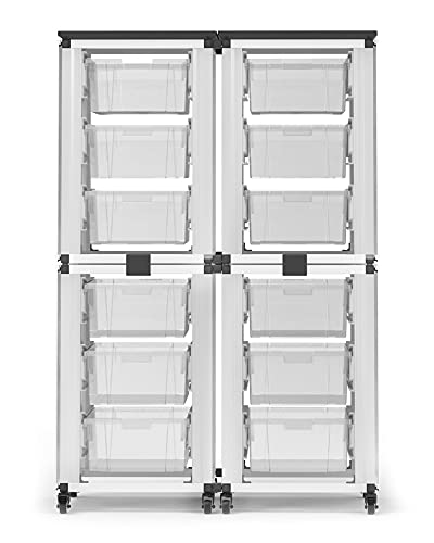 LUXOR MBS-STR-22-12L Modular Classroom Storage Cabinet - 4 Stacked modules with 12 Large Bins