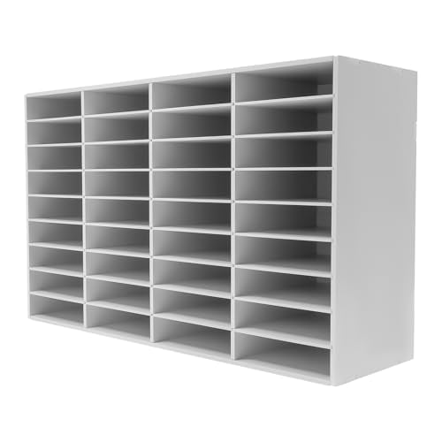 Mail Sorter Organizer, Literature Organizer, Student Mailbox Slot with Removable Shelves, for Desktop Bill Paper, for Classroom Office Home School (36 Compartments, White)