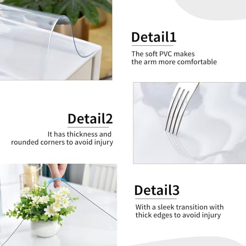 AHWEKR Clear Table Cover Protector 24in x 48in,3mm Thick Plastic Table Cover Rectangle,PVC Clear Table Protector,Desk Protector Mat for Kitchen, Dresser, Writing Desk，Dining Room Table
