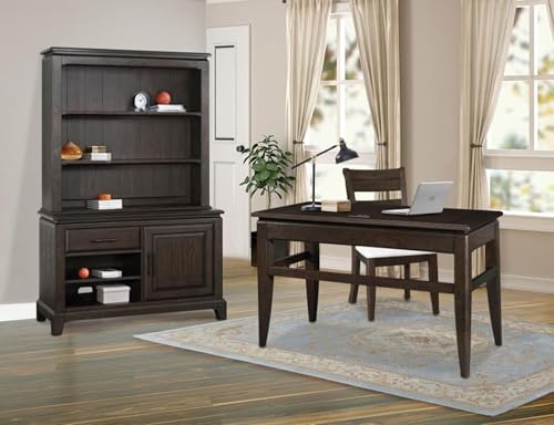 Chocolate Solid Wood Storage Credenza with Two Shelves and Drawers for Home Office - 47 Inch Cabinet