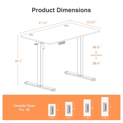 Sweetcrispy Electric Standing Desk, Computer Desk, 48x24 Inch