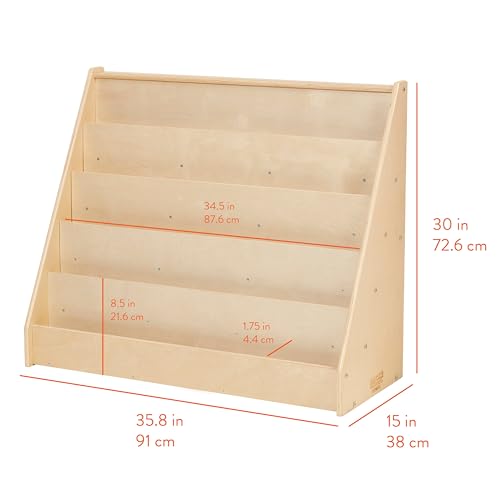 Back2School Express 5-Shelf Wooden Book Display, Single-Sided, Natural