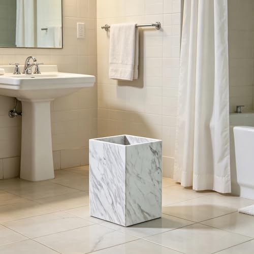 100% Marble Bathroom Trash Can, 2.4 Gallon/9.2 L Natural Stone Wastebasket