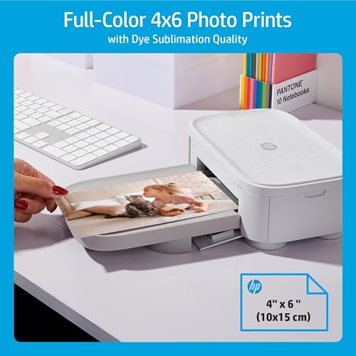 HP Sprocket Studio Plus 4x6 Wireless Instant Photo Printer, Wi-Fi, Premium Dye Sublimation, Prints Vibrant Color Pictures– Bundle: Photo Album, Markers, Photo Paper, and Stickers.
