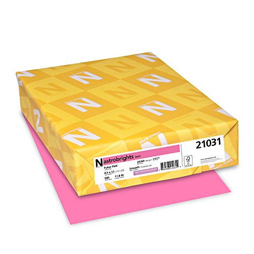 Neenah Astrobrights Color Paper, 8.5â€ x 11â€ , 24 lb/89 GSM, Pulsar Pink, 500 Sheets (21031)