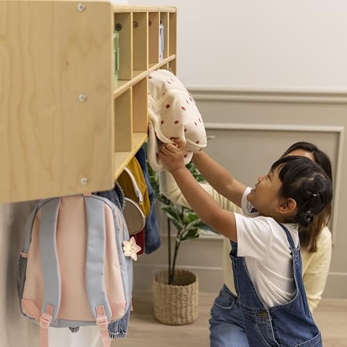 Back2School Express 10-Section Wall Mount Storage Coat Locker, Natural