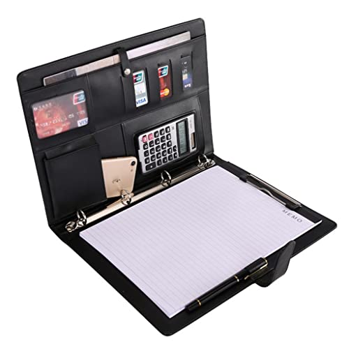 A4 File Folder Document Organizer Spiral 4 Ring Binder Manager Briefcase Office Portfolio Bag Clip (Color : As Shown, Size : One Size) (As Shown One Size)