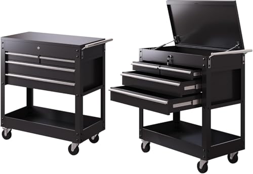 Sunvasagoo 4 Drawer Tool Cart on Wheels - Drawer Rolling Cart with Locking Drawers, Heavy Duty Metal, 4 Tiers Shelves, Tool Storage Organizer.