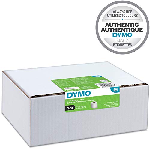 DYMO Authentic LW Large Address Labels, 36 mm x 89 mm, 12 Rolls of 260 Easy-Peel Labels (3,120 Count), Self-Adhesive, for LabelWriter Label Makers