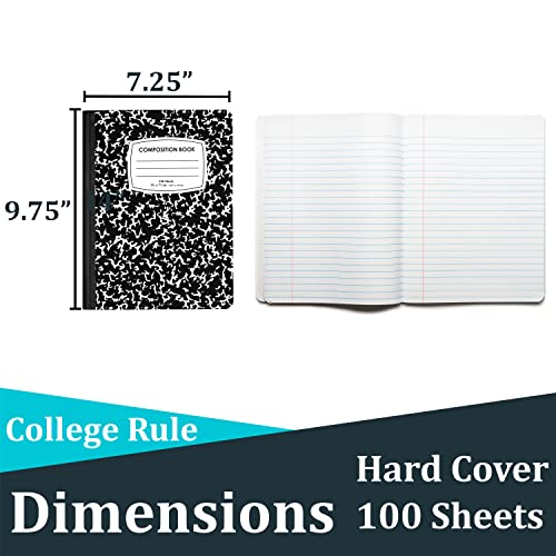 VEEBOOST Composition Notebook College Ruled Composition Notebooks Bulk Marble College Ruled Notebook Hard Cover 100 sheets, 200 Pages 9.75” x 7.25”