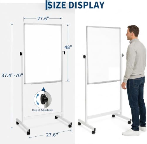 IDEALHOUSE Mobile Whiteboard 40X28 Portable Double Sided Easel Whiteboard