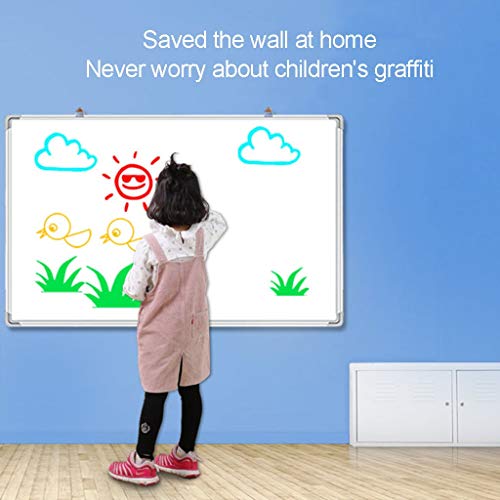 JOMRTS Whiteboard - Hanging Double-Sided Writing Board Aluminum Alloy Frame Message Memo Board for Office Training Home School Teaching (80x100cm)