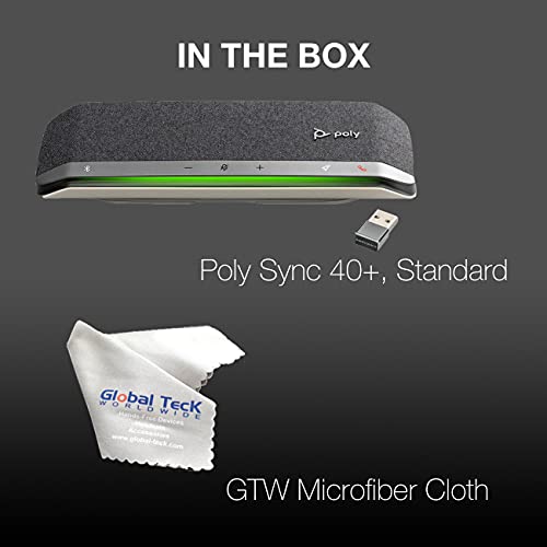 Poly Sync 40+ USB-A/C Speakerphone with BT700 Bluetooth dongle - For Streaming Voice/Video, Distance Learning, Remote Work, Conferencing Apps - Zoom, Webex, Meet, Teams, GTW Cloth