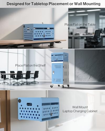 POCHAR 16-Unit Charging Cabinet for Laptops & Tablets with Cable Management
