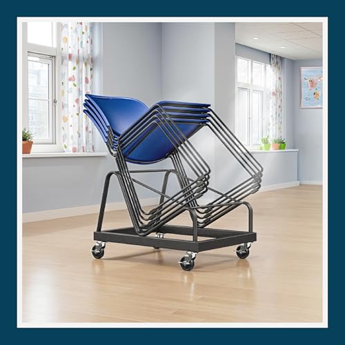 OEF Furnishings OEFCL85 Stack Chair Dolly, Heavy Duty Steel Cart (Vertical Cradle, Fits OEF850CL Series and Similar Sized Stack Chairs, 1100 lb Weight Capacity, Swivel Casters)