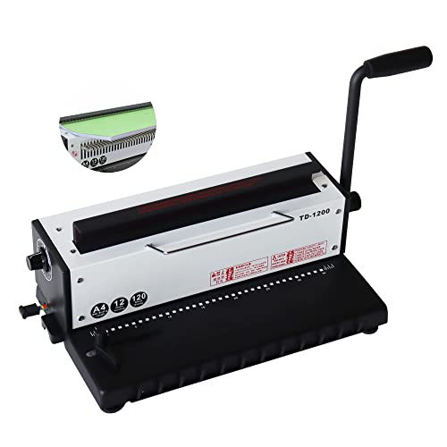 INTSUPERMAI Wire Coil 34 Holes Punching Binding Machine Binder Puncher with All Steel Structure 120 Pages / 20Lb(80g) Paper Binding Capacity 3:1 Punching Binding Machine