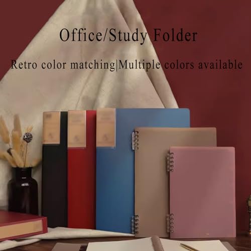 File Folder Binder, A4 Document Display Book with 60 Clear Pockets/Red(Black)
