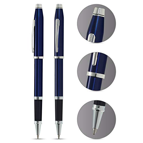 Cross Century II Refillable Gel Ink Rollerball Pen, Medium Rollerball, Includes Luxury Gift Box - Translucent Blue Lacquer
