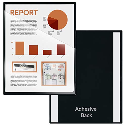 StoreSMART Slash File Jackets – 8 ½” x 11” – Open Short – Adhesive Back – Clear Front & Solid Back - Black - 10-Pack - (SFJ111-PQBK-PSR-10)