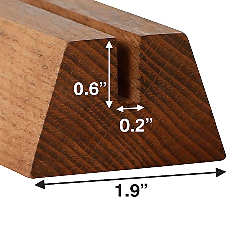 M&T Displays Wooden Pyramid Business Desk Card Holder 8.26x1.89 Inch Dark Wood Desktop Organizer Table Top Decor Display Stand Sign Accessories for Office Restaurant Store Home Decoration (10 pack)