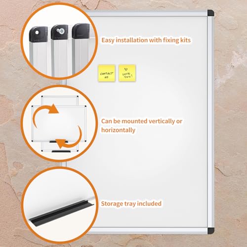 VIZ-PRO Dry Erase Board/Magnetic White Board, 48 X 32 Inches, Silver Aluminium Frame