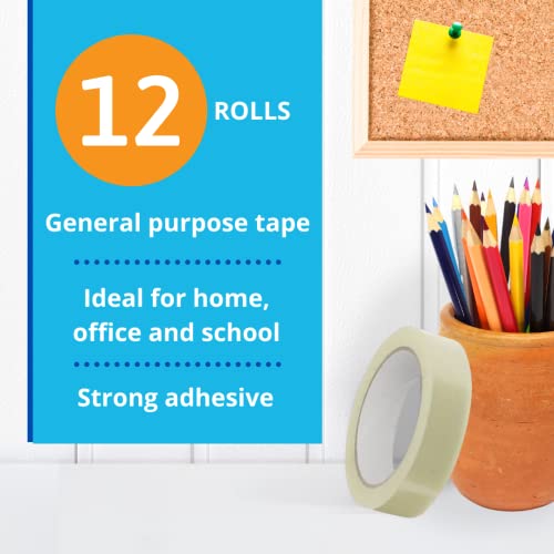 GTSE Clear Tape Refills, 1 inch x 217ft, 12 Transparent Rolls with 3" core