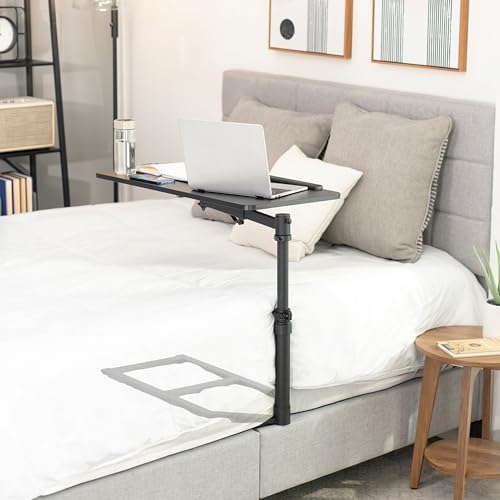 Height Adjustable Under Mattress 30 inch Bedside Desk, Works with Lofts and Beds Without Frames, Tilting Desktop, Fits Laptops, Books, and More, Black
