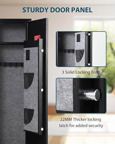 6 Gun Safe for Rifles and Pistols, Heavy Duty Steel Gun Cabinet, Large Digital Gun Locker with Adjustable Gun Racks & Removable Shelf, Anti-Theft Home Firearm Storage Safe