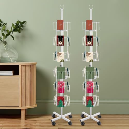 2 PCS Greeting Card Rack Display Stand,5 Tier 24 Pocket Rotat Card Holder
