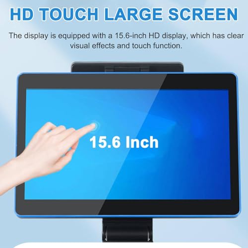 Memykoy 15.6-inch LED POS Touch Screen Monitor,Multi-Touch Monitor, POS Terminal with Handheld Scanner & 5 Paper Rolls, Keyboard Cash Register, Printer, for Office,Restaurant Orange-SingleScreen