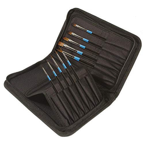 Daler-Rowney Aquafine Watercolour Brush Zip Case Set 10 Assorted Brushes