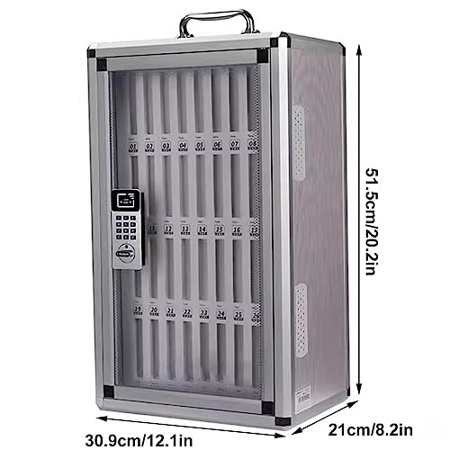 24/36/48/60/72 Slots Smart Password Cell Phone Cabinet Aluminum Alloy Pocket Chart Storage Locker Box with Portable Handle Key Lock & Handwritten Tags for Classroom Office Gym (Color : Silver, Size