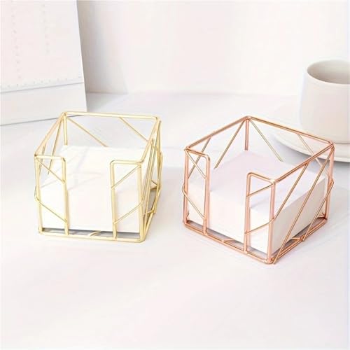 Xuanqiu 3Pcs Gold Rose Gold Metal Memo Holder Desk Organizer for Sticky Notes & Pens