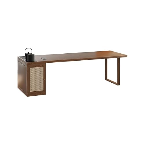 LINKIO Home Office Desks The Long Work Table with Tea Table in The Boss's Office is A Modern Solid Wood Simple Furniture Suitable for Home and Company Computer Table Desk(220x80x73cm)