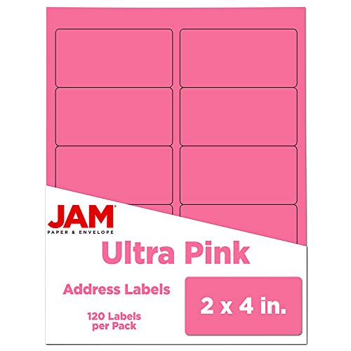JAM PAPER Shipping Address Labels - Standard Mailing - 2 x 4 - Ultra Pink - 20 Packs of 120